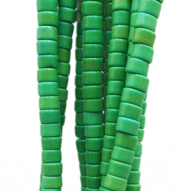 Perline Heishi Vetro Pressato rondelle 4.5x2.5 mm verdi filo 40 cm (hei77vf) - pietreeminuterie.com