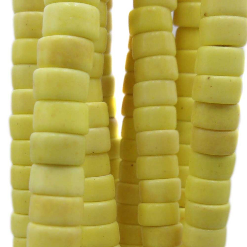 Perline Heishi Vetro rondelle 4.5x2.5 mm gialle filo 40 cm (hei77s33) - pietreeminuterie.com