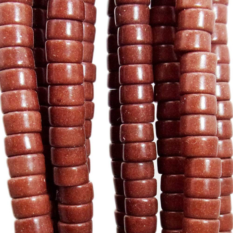 Perline Heishi Vetro rondelle 4.5x2.5 mm marroni filo 40 cm (hei7ggt) - pietreeminuterie.com