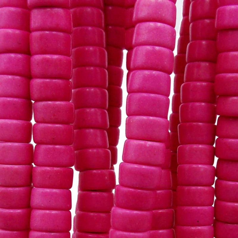 Perline Heishi Vetro rondelle 4.5x2.5 mm rosa scuro filo 40 cm (pink28829) - pietreeminuterie.com