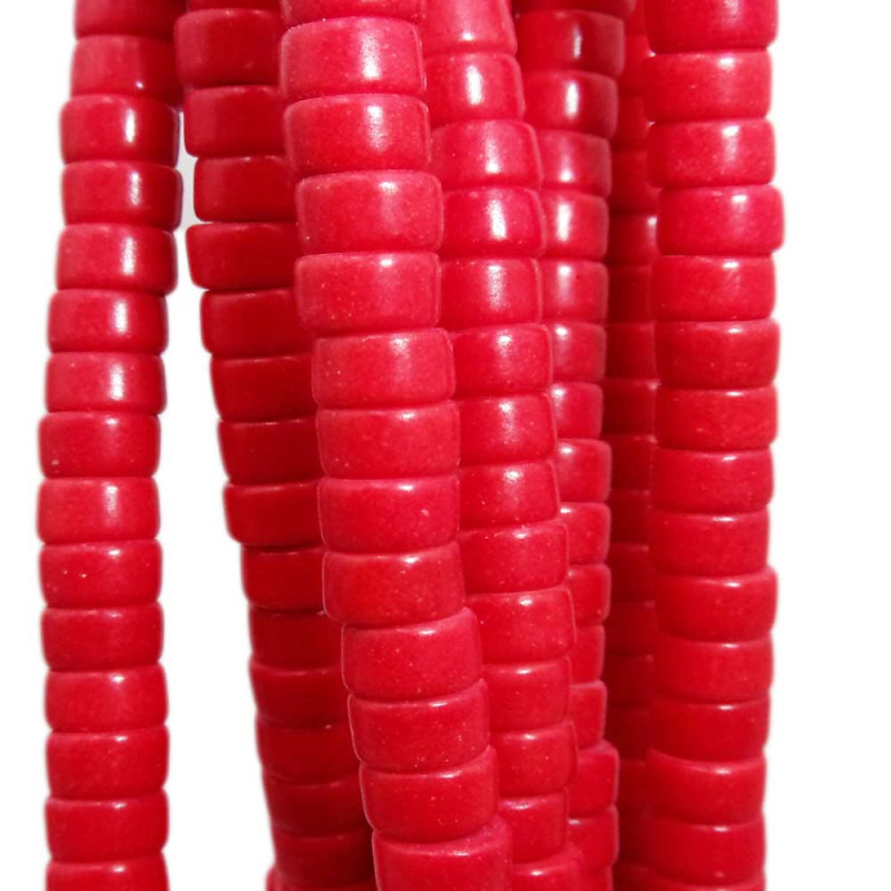 Perline Heishi Vetro rondelle 4.5x2.5 mm rosse filo 40 cm (red4467) - pietreeminuterie.com