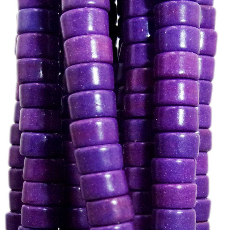 Perline Heishi Vetro rondelle 4.5x2.5 mm viola filo 40 cm (vyo9963) - pietreeminuterie.com