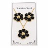 Set collana e orecchini fiori neri in acciaio oro 45 cm circa 