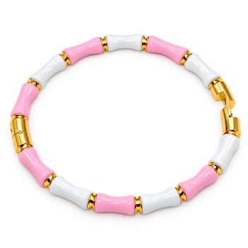 Bracciale rigido in acciaio oro rosa bianco polso fino a 20cm conf. 1 pz