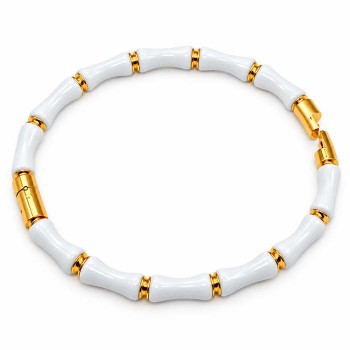 Bracciale rigido in acciaio oro bianco polso fino a 20cm conf. 1 pz