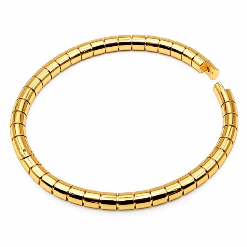 Bracciale rigido in acciaio oro polsi fino a 20 cm conf. 1 pz Bracciale rigido in acciaio oro smaltato arancio conf. 1 pz (eer431-00) - pietreeminuterie.com