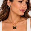 Set collana e orecchini farfalla nera 45 cm in acciaio oro Set collana e orecchini farfalla nera 45 cm in acciaio oro
