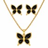 Set collana e orecchini farfalla nera 45 cm in acciaio oro Set collana e orecchini farfalla nera 45 cm in acciaio oro