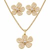 Set collana e orecchini fiori avorio e perle in acciaio oro Set collana e orecchini fiori avorio e perle in acciaio oro