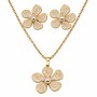 Set collana e orecchini fiori avorio e perle in acciaio oro 