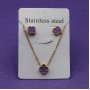 Set collana e orecchini acciaio oro quadrifoglio viola