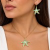 Set collana e orecchini farfalla stella marina 45 cm circa in acciaio oro 