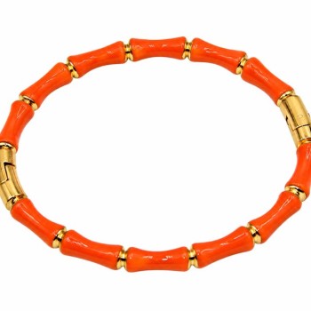 Bracciale rigido in acciaio oro smaltato arancio conf. 1 pz