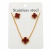 Set collana e orecchini acciaio oro quadrifoglio bordeaux Set collana e orecchini acciaio oro quadrifoglio bordeaux