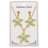 Set collana e orecchini farfalla stella marina 45 cm circa in acciaio oro 