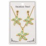 Set collana e orecchini farfalla stella marina tiffany 45 cm circa in acciaio oro 