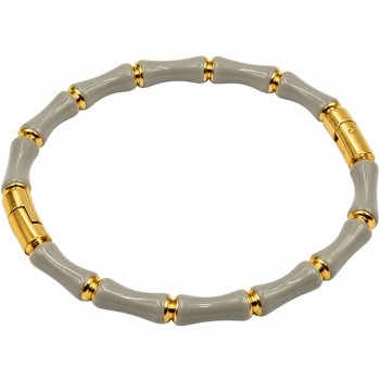 Bracciale rigido in acciaio oro smaltato grigio conf. 1 pz