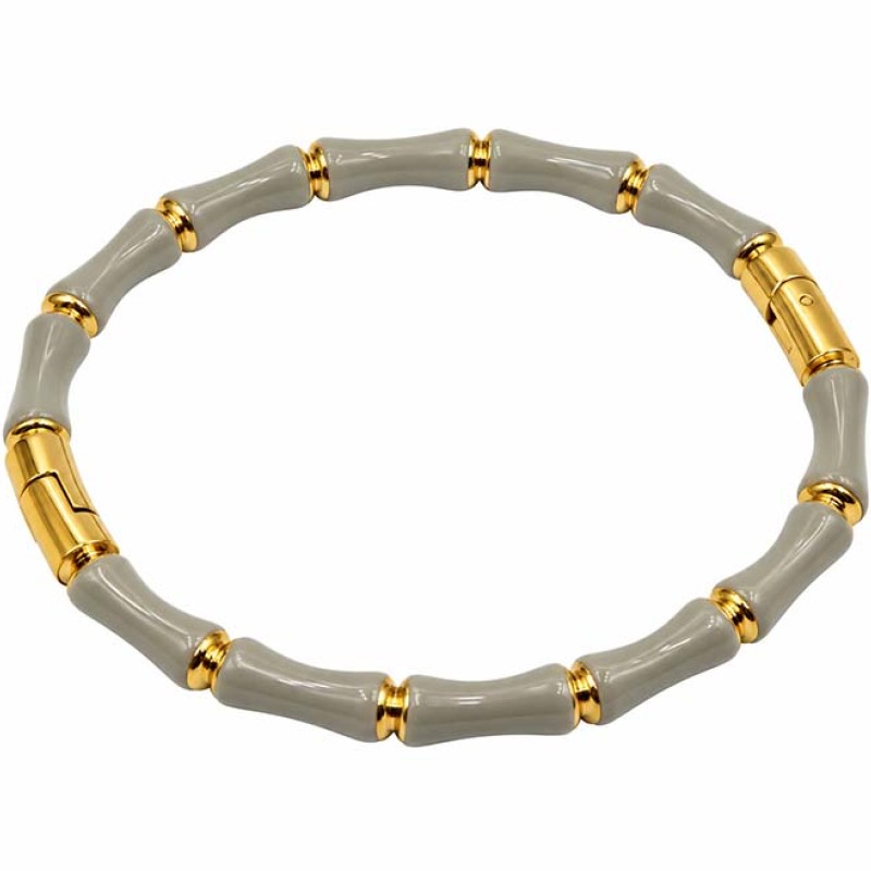 Bracciale rigido in acciaio oro smaltato grigio conf. 1 pz