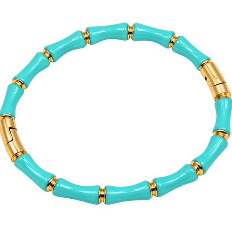 Bracciale rigido in acciaio oro smaltato tiffany conf. 1 pz