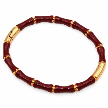 Bracciale rigido in acciaio oro smaltato marrone conf. 1 pz