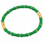 Bracciale rigido in acciaio oro smaltato verde conf. 1 pz