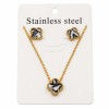 Set collana e orecchini acciaio oro quadrifoglio madreperla Set collana e orecchini acciaio oro quadrifoglio madreperla