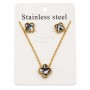 Set collana e orecchini acciaio oro quadrifoglio madreperla