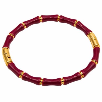 Bracciale rigido in acciaio oro smaltato viola conf. 1 pz
