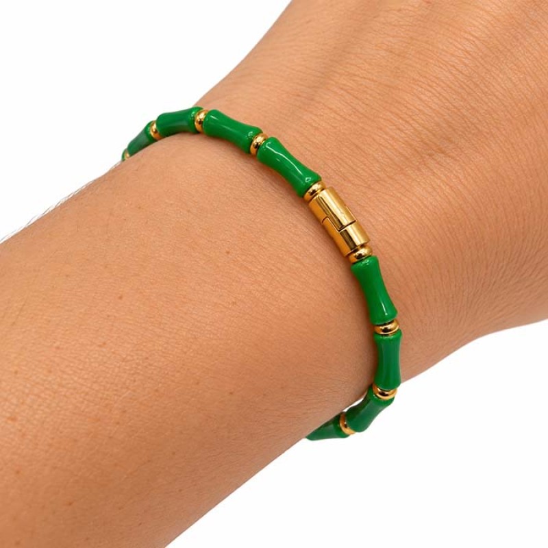 Bracciale rigido in acciaio oro smaltato viola conf. 1 pz