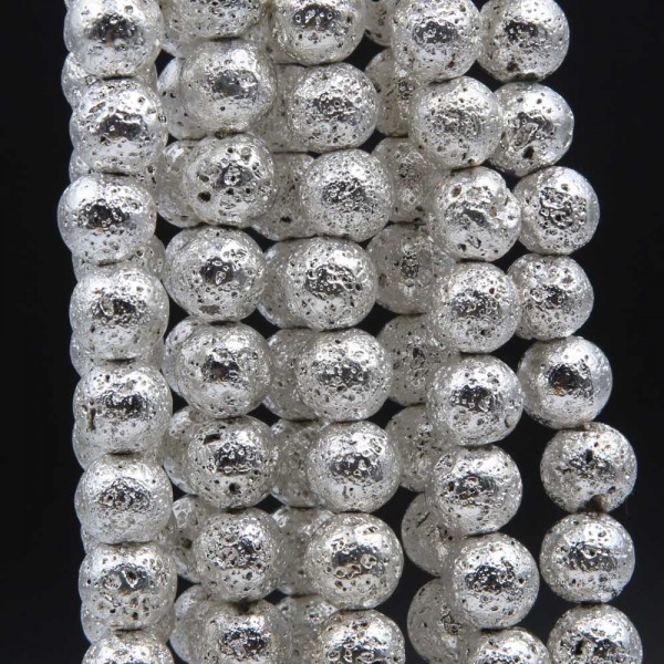 Perle Di Lava | Lava tonda argento 9 mm pacco 10 pz - lav-10-sil