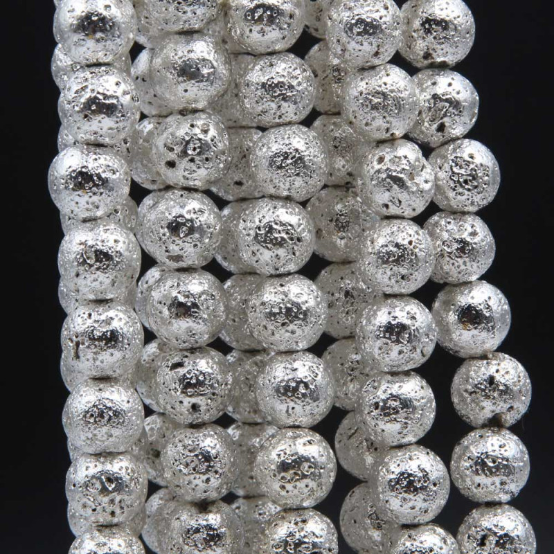 Lava tonda argento 4 mm filo 40 cm (lav-10-sil4) - pietreeminuterie.com
