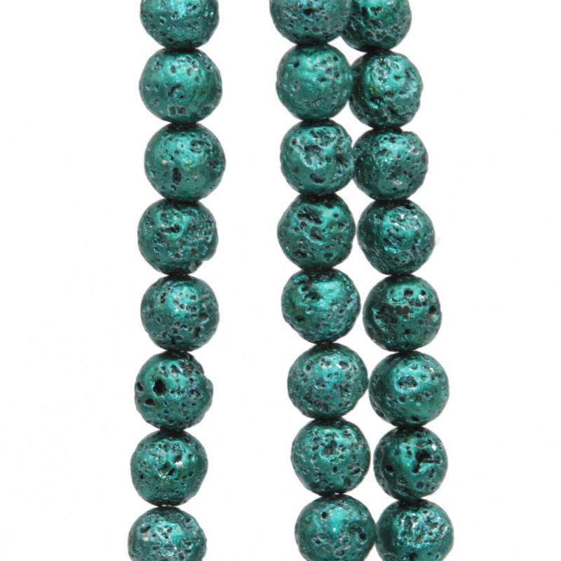 Perline lava metallizzata verde 8 mm conf. 10 pz (lav-met1) - pietreeminuterie.com