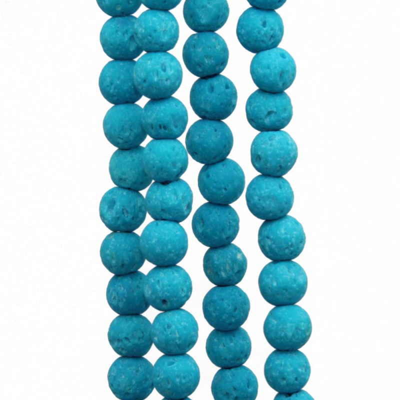 Perline lava tonda azzurra 6 mm filo 40 cm (lav-12p) - pietreeminuterie.com