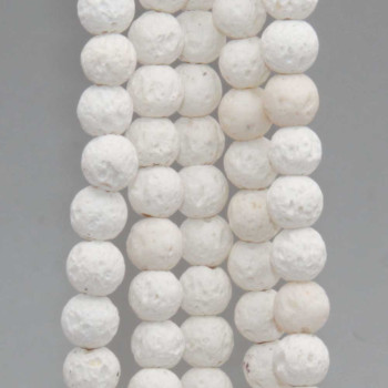 Perline lava tonda bianche 6 mm filo 40 cm