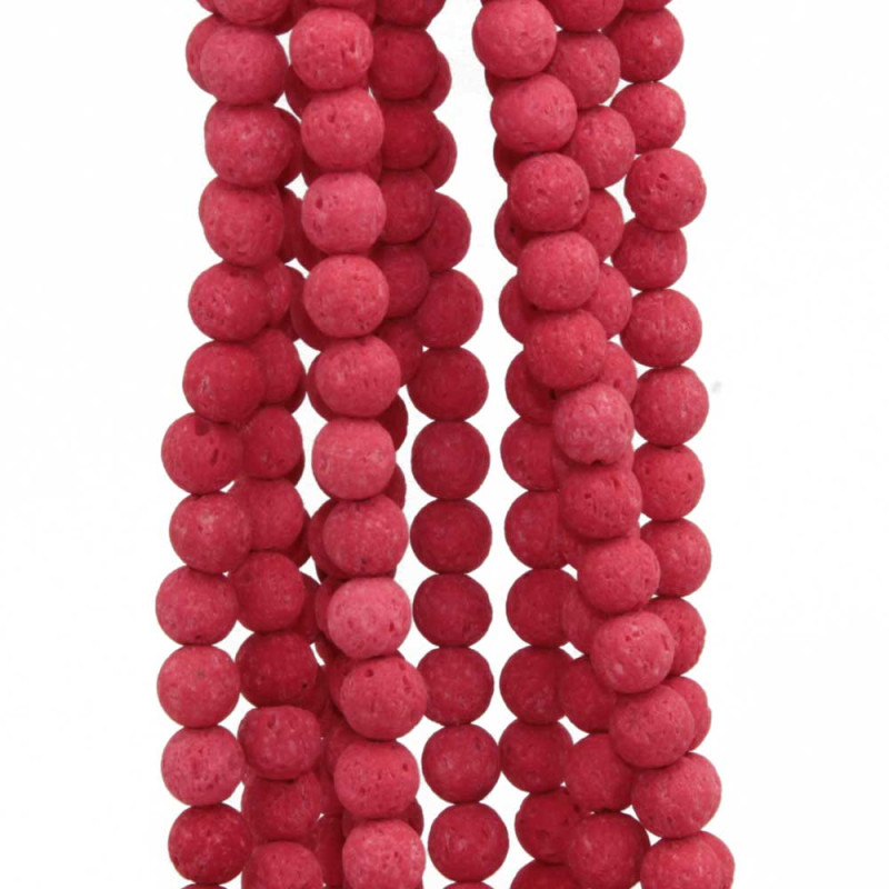 Perline lava tonda rosa antico 6 mm filo 40 cm (lav-1d11) - pietreeminuterie.com