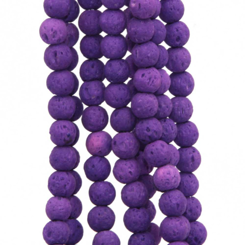 Perline lava tonda viola  6 mm filo 40 cm (lav-13da) - pietreeminuterie.com