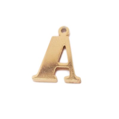 10 pezzi Charms lettera A in acciaio placcata oro 10.5 mm 