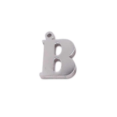 Charms lettera B in acciaio 10.5 mm pacco 1 pz