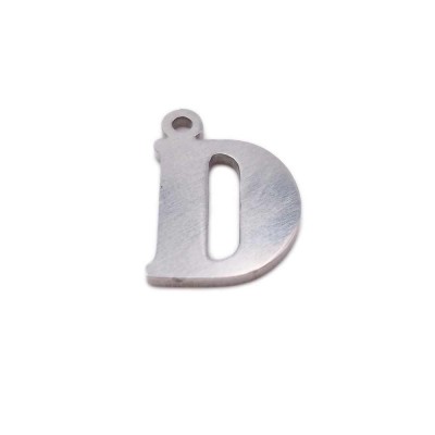 Charms lettera D in acciaio 10.5 mm pacco 1 pz