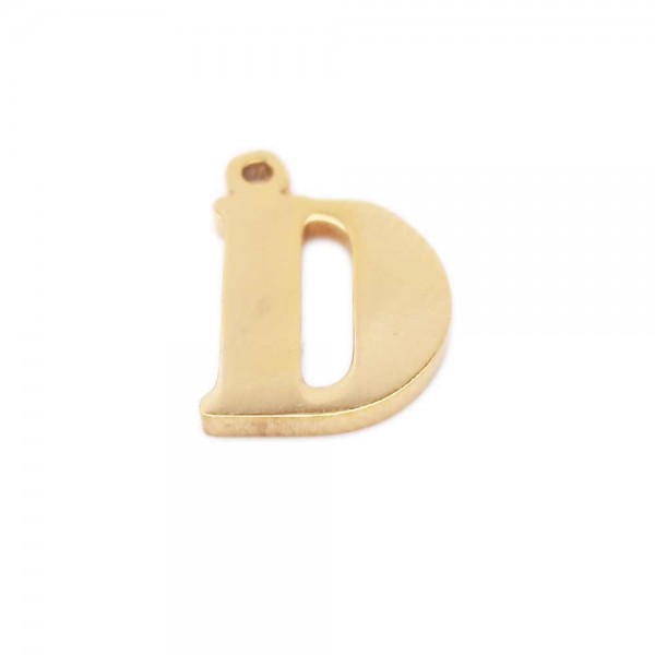 Materiale Per Bigiotteria Offerte | 10 pezzi  Charms lettera D in acciaio placcata oro 10.5 mm - LetteraDz