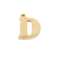 Charms lettera D in acciaio placcata oro 10.5 mm pacco 1 pz