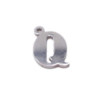 Charms lettera Q in acciaio 10.5 mm pacco 1 pz