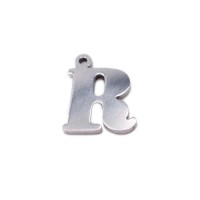 Charms lettera R in acciaio 10.5 mm pacco 1 pz