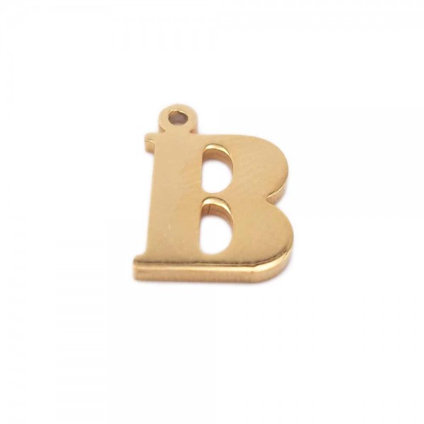 Charms lettere Confezioni Ingrosso | 10 pezzi  lettera B in acciaio placcata oro 10.5 mm - LetteraB5