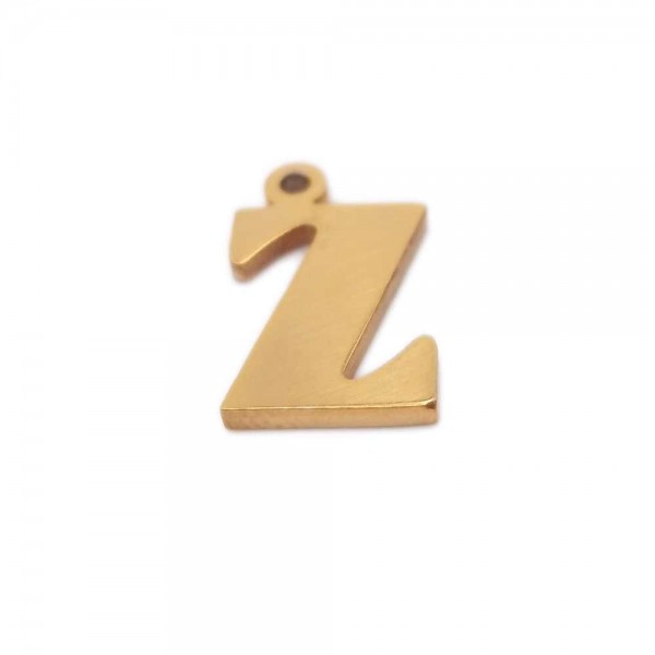 Charms Lettere | Charms lettera Z in acciaio placcata oro 10.5 mm pacco 1 pz - LetteraZ