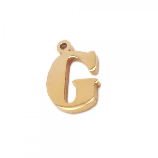 Charms lettere Confezioni Ingrosso | 10 pezzi Charms lettera G in acciaio oro 10.5 mm - LetteraGm1o