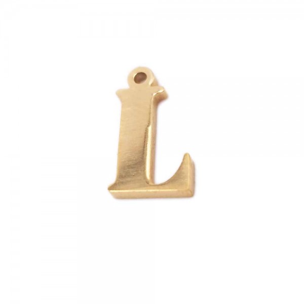 Charms lettere Confezioni Ingrosso | 10 pezzi Charms lettera L in acciaio placcata oro 10.5 mm - LetteraL0