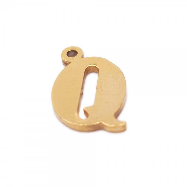 Charms Lettere | Charms lettera Q in acciaio placcata oro 10.5 mm pacco 1 pz - LetteraQ