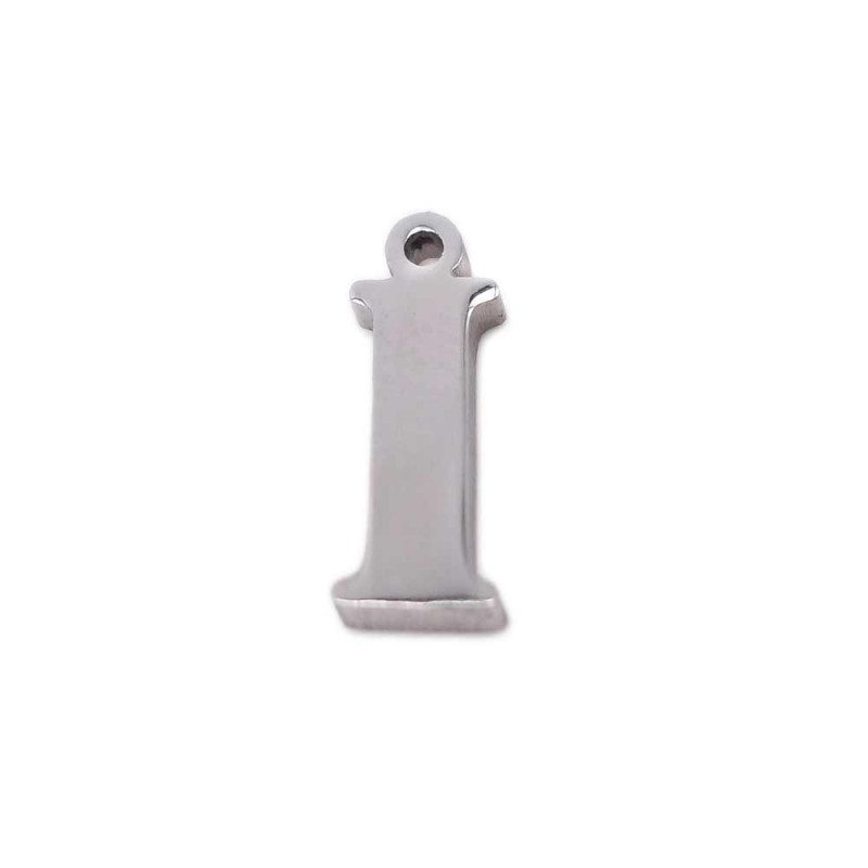 10 pezzi Charms lettera I in acciaio 10.5 mm (LetteraI11) - pietreeminuterie.com