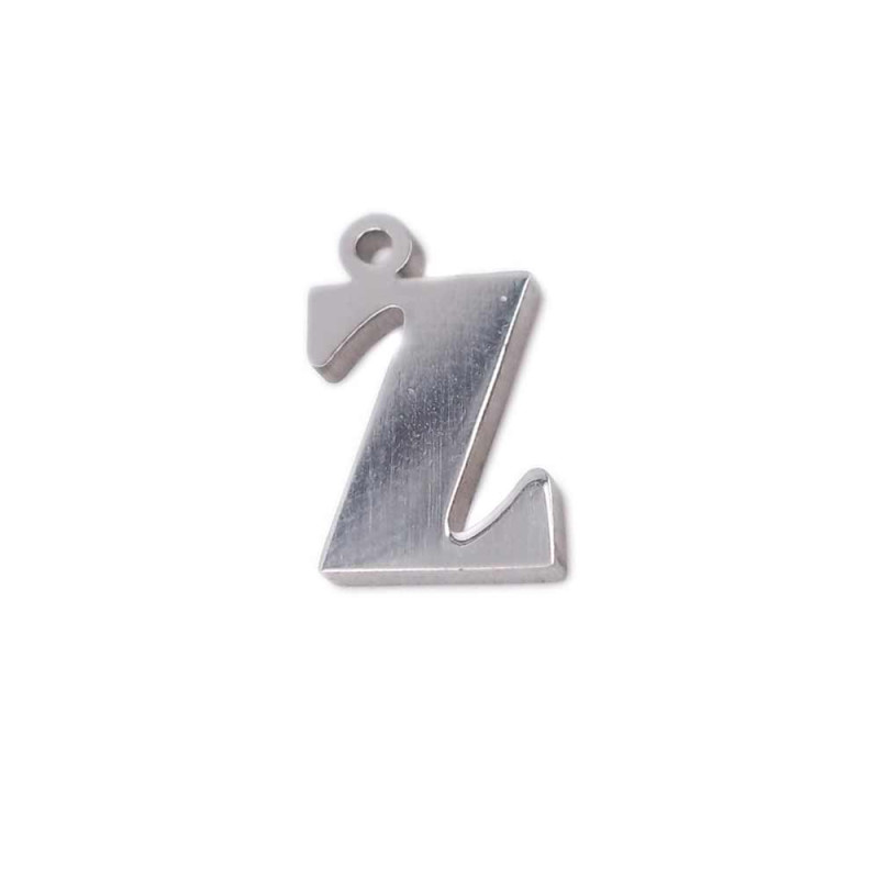 Charms lettera Z in acciaio 10.5 mm pacco 1 pz (LetteraZ1) - pietreeminuterie.com